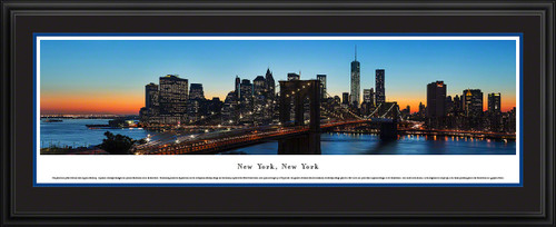 New York City Skyline Panoramic Print - Brooklyn Bridge