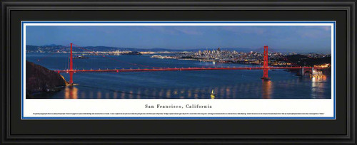 San Francisco, California City Skyline Panoramic Picture - Golden Gate Bridge - Twilight