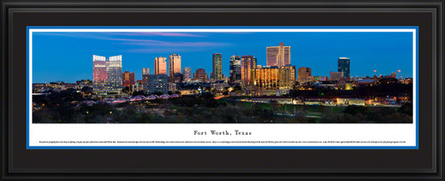 Fort Worth, Texas City Skyline Panoramic Picture - Twilight