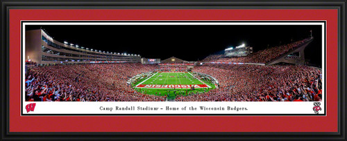 Wisconsin Badgers End Zone Football Panorama - Camp Randall Panoramic Fan Cave Decor
