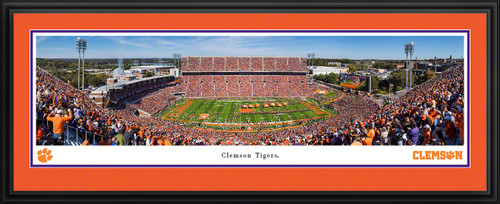 Clemson Tigers Football Run Out Panoramic Picture - Memorial Stadium Fan Cave Decor