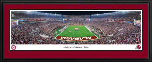 Alabama Crimson Tide End Zone Panoramic Picture - Night Game at Bryant-Denny Stadium Panoramic Picture