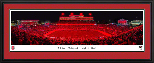 NC State Wolfpack Football Panoramic Picture - "Light It Red" Carter-Finley Stadium Fan Cave Decor
