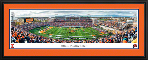 Illinois Fighting Illini Football Panoramic Picture - Memorial Stadium Fan Cave Decor