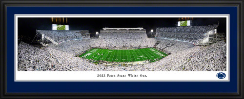 Penn State Nittany Lions Football Panoramic Picture - 2023 White Out at Beaver Stadium Fan Cave Decor