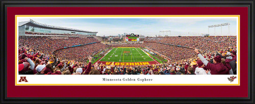 Minnesota Golden Gophers End Zone Football Panorama - Huntington Bank Stadium Fan Cave Decor