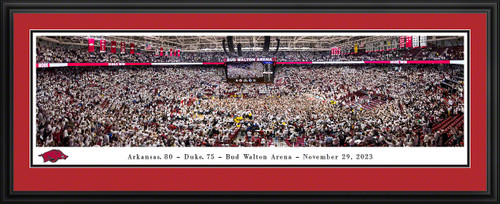 Arkansas Razorbacks Court Storming Panoramic Picture - Men's Basketball at Bud Walton Arena Fan Cave Decor