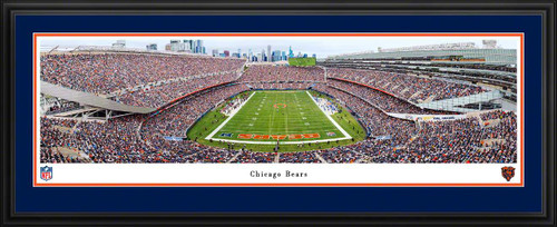 Chicago Bears End Zone Panoramic Picture - Soldier Field Fan Cave Decor