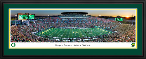 Oregon Ducks Football at Sunset Panoramic Picture - Autzen Stadium Fan Cave Decor