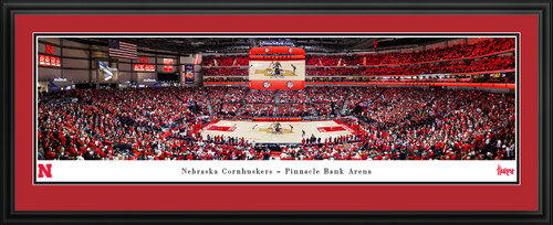 Nebraska Cornhuskers Basketball Panoramic Picture - Pinnacle Bank Arena Fan Cave Decor