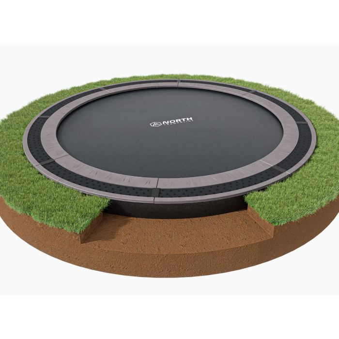 14ft Capital Round In-Ground Trampoline with Green Padding