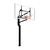 Goalsetter MVP in-ground basketball hoop with a clear backboard, orange rim, and black steel pole.