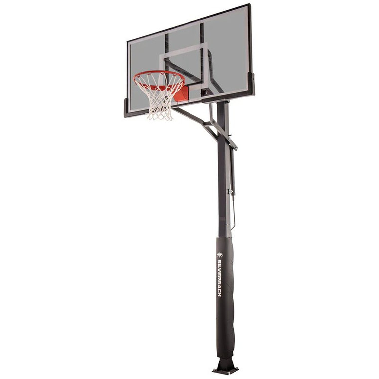 Goalrilla 60-inch Ghost tinted glass basketball hoop, front view Goalrilla 60-inch Ghost tinted glass basketball hoop, front view