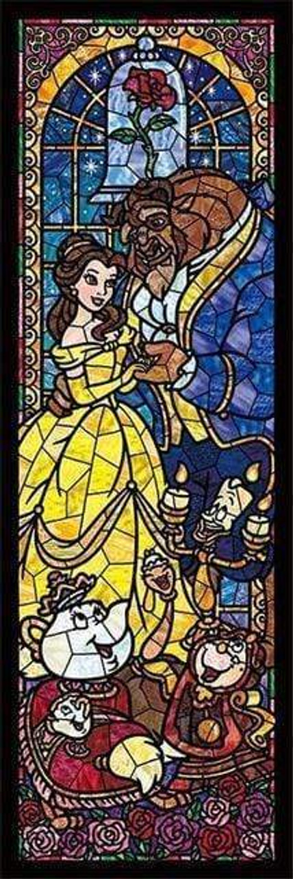 Tenyo 456 Piece Jigsaw Puzzle Beauty and The Beast Stained Glass New