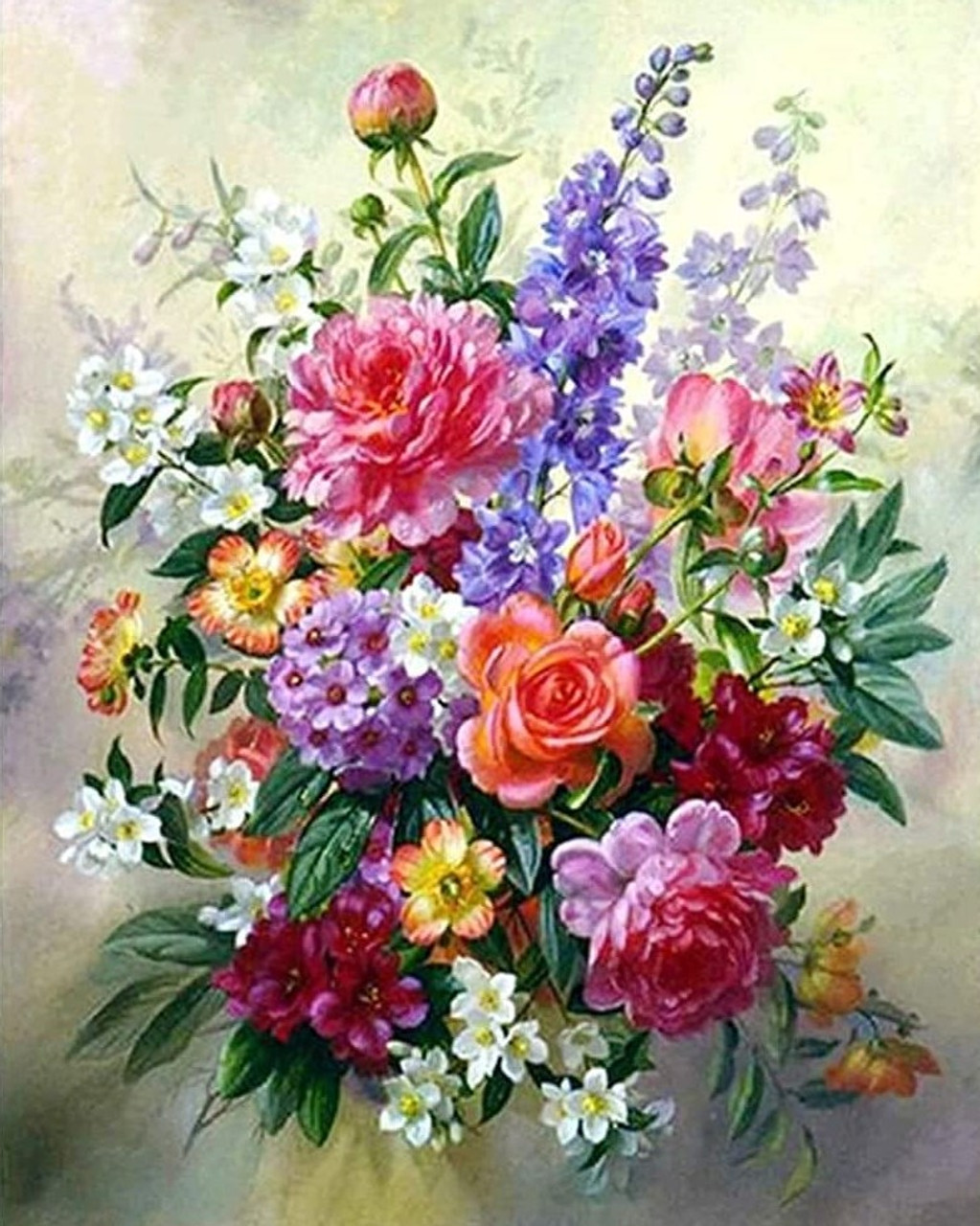 5D Diamond Painting Coral Rose Flower Arrangement Kit