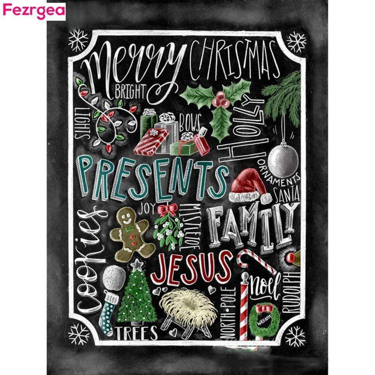 5D Diamond Painting Merry Christmas Black Board Kit