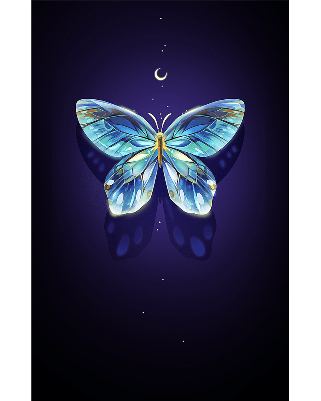 5D Diamond Painting Crescent Moon Butterfly Kit