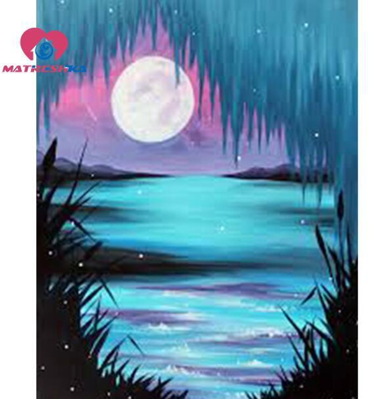 EOBROMD Flower Moon Diamond Painting Kits for Adults, 5D Landscape