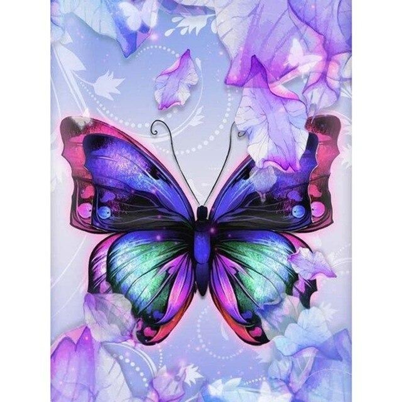5D Diamond Painting Light Purple Leaf Butterfly Kit