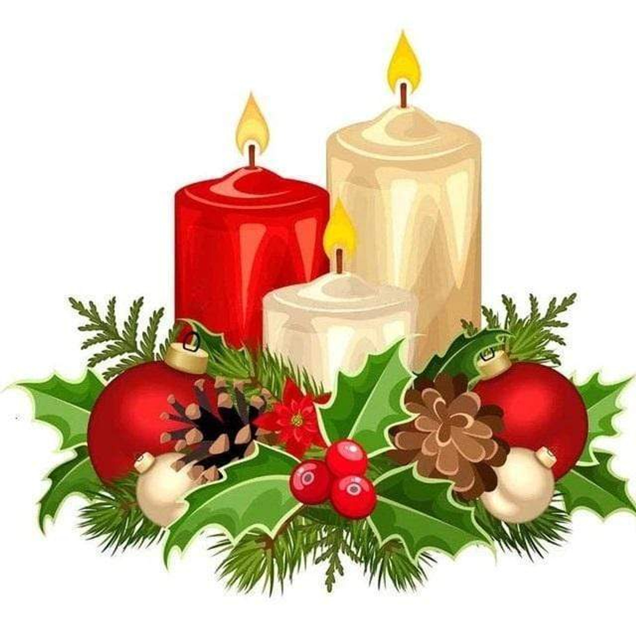 5D Diamond Painting Three Cranberry Holiday Candles Kit