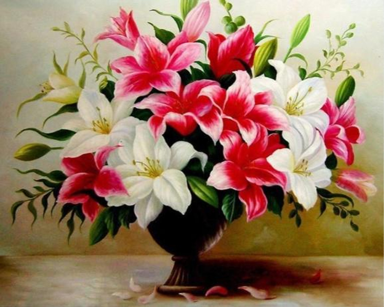 5D Diamond Painting Dark Vase of Lilies Kit