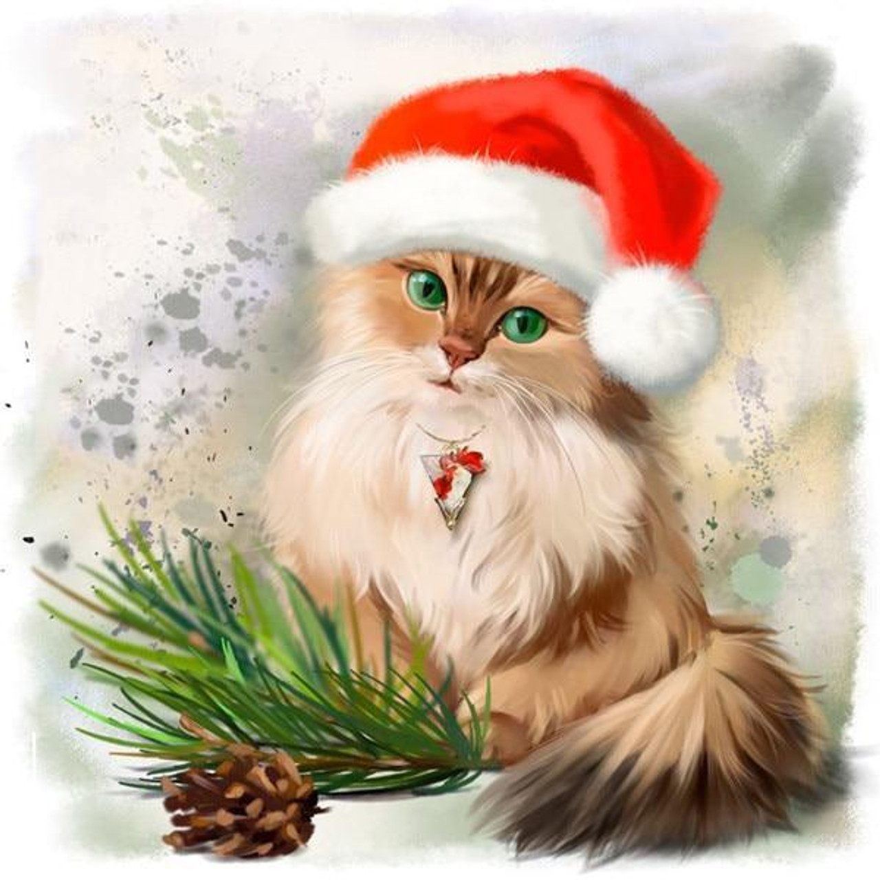 Diamond Art Kit 20x 16 Premium Christmas Cat