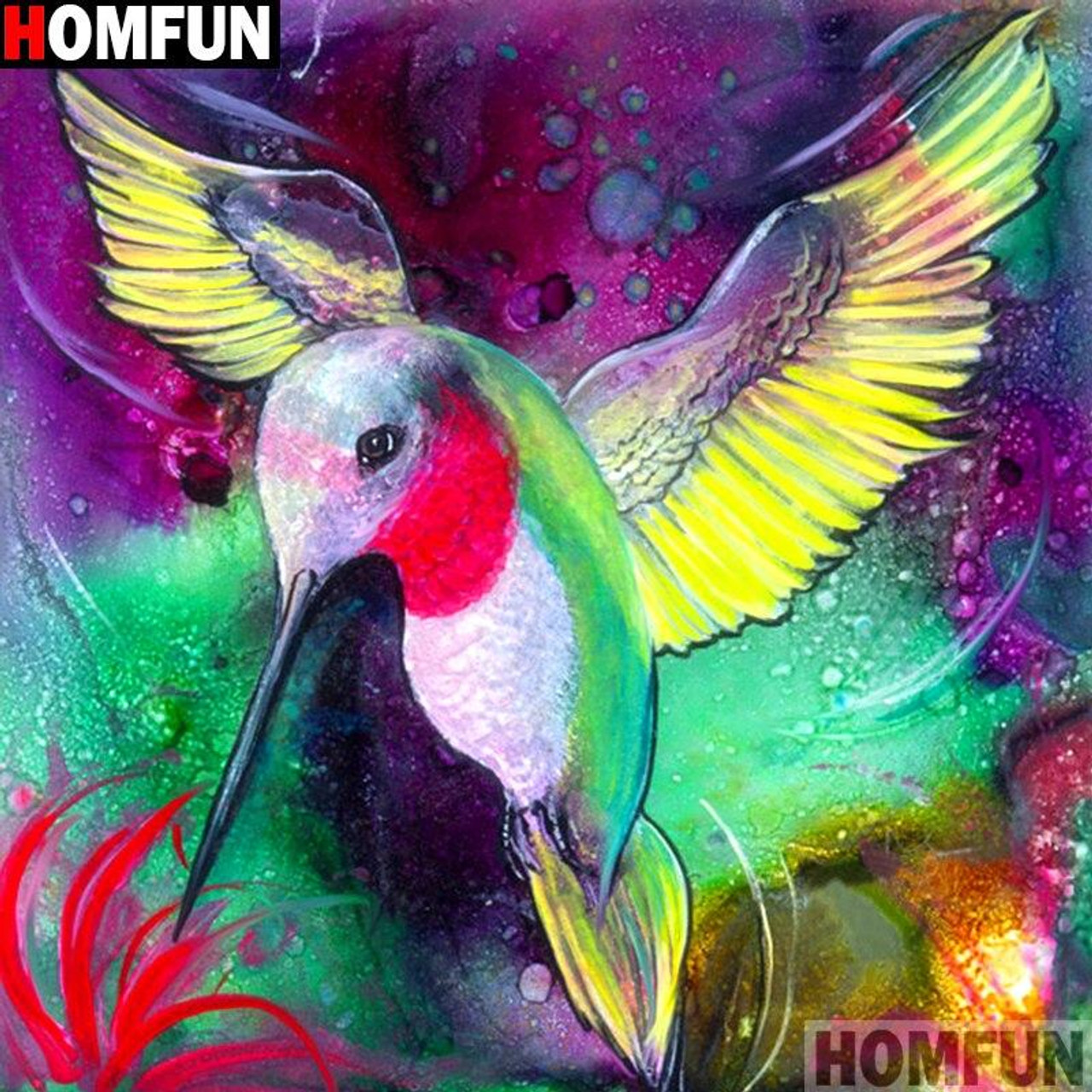 5D Diamond Painting Abstract Hummingbird with Flowers Kit - Bonanza  Marketplace