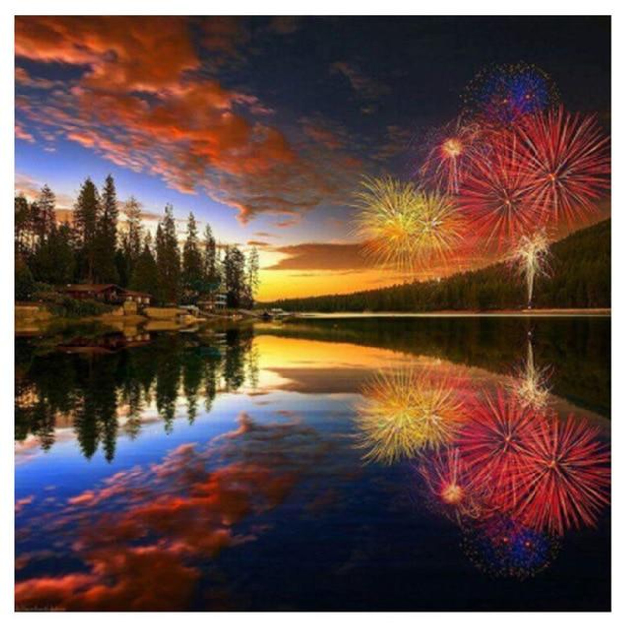 5D Diamond Painting Square Drill Lake Sunset new addition