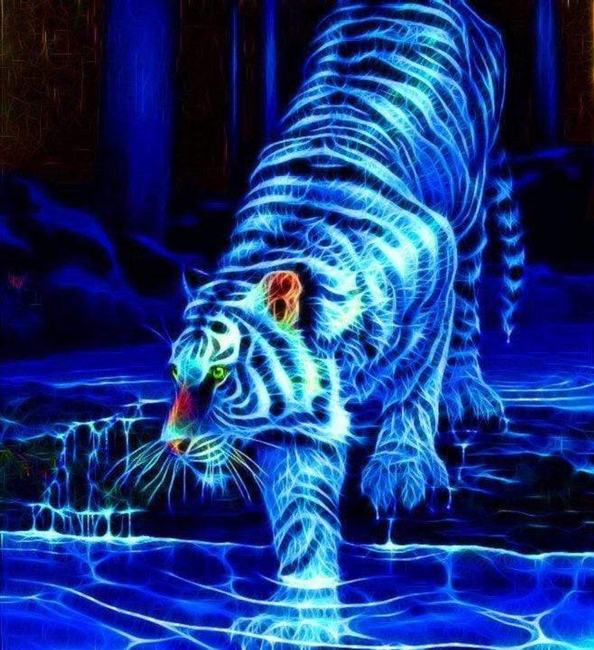 tiger on blue fire