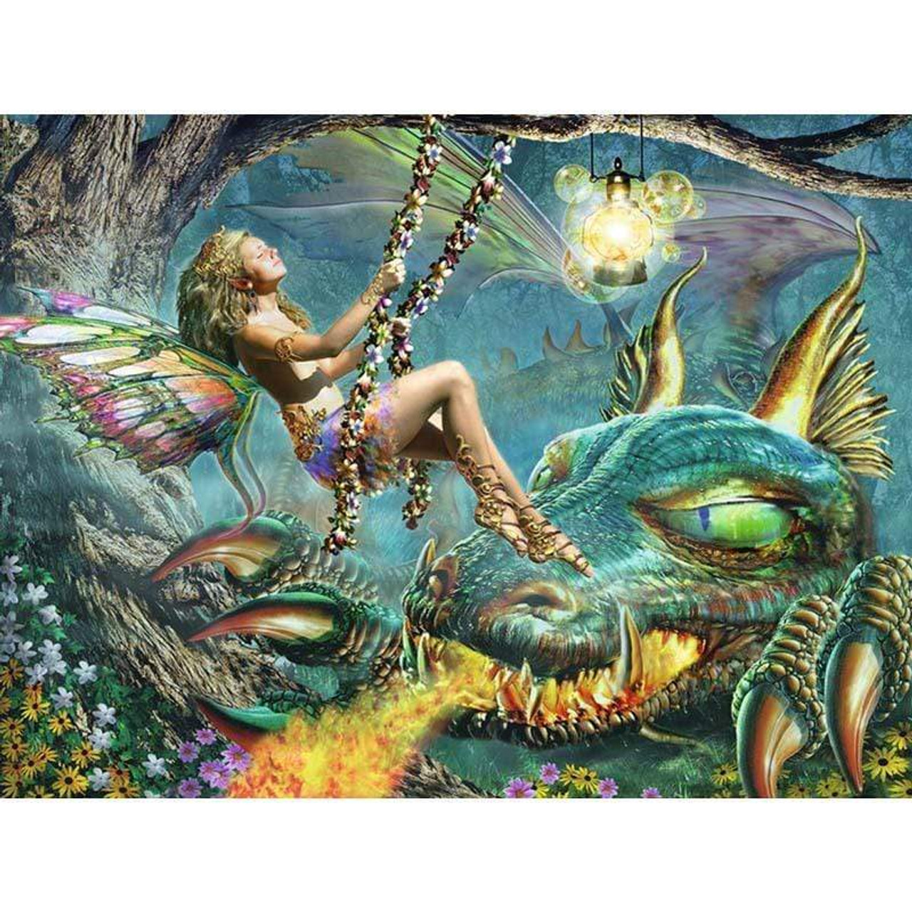 5D Diamond Painting Rainbow Colored Dragon Kit - Bonanza Marketplace