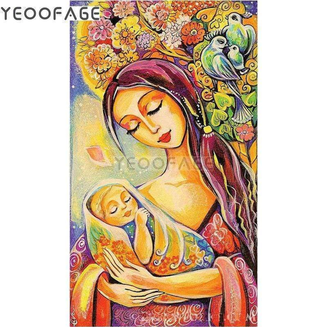5D Diamond Painting Abstract Child and Mother Kit - Bonanza Marketplace