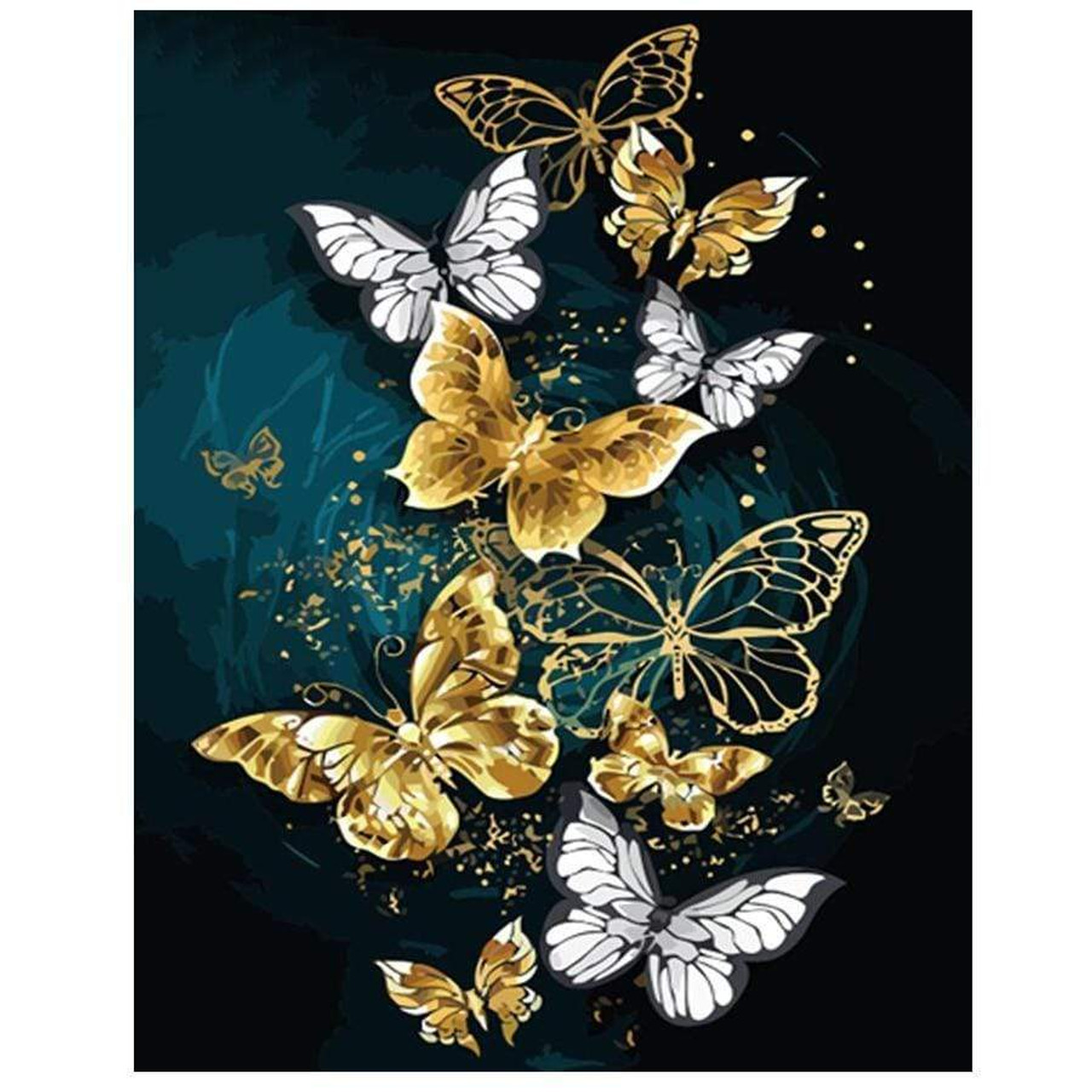 5D Diamond Painting White & Gold Butterflies Kit