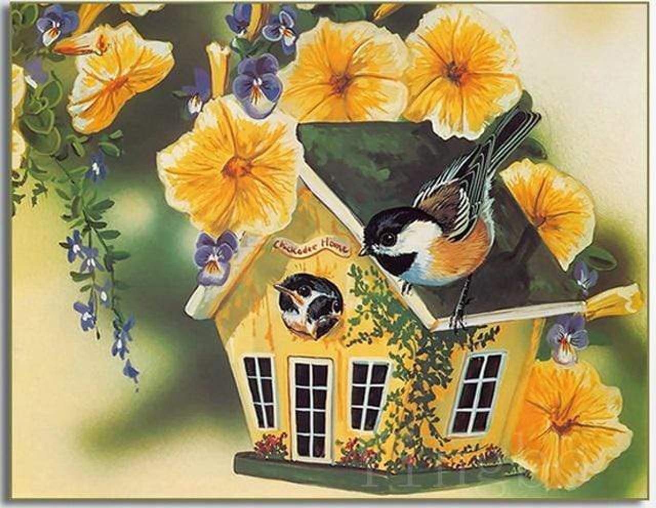 5D Diamond Painting Yellow Flower Birdhouse Kit