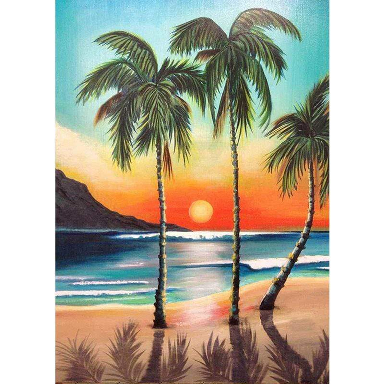 Diamond Painting - Beach, Palms, Sunset 