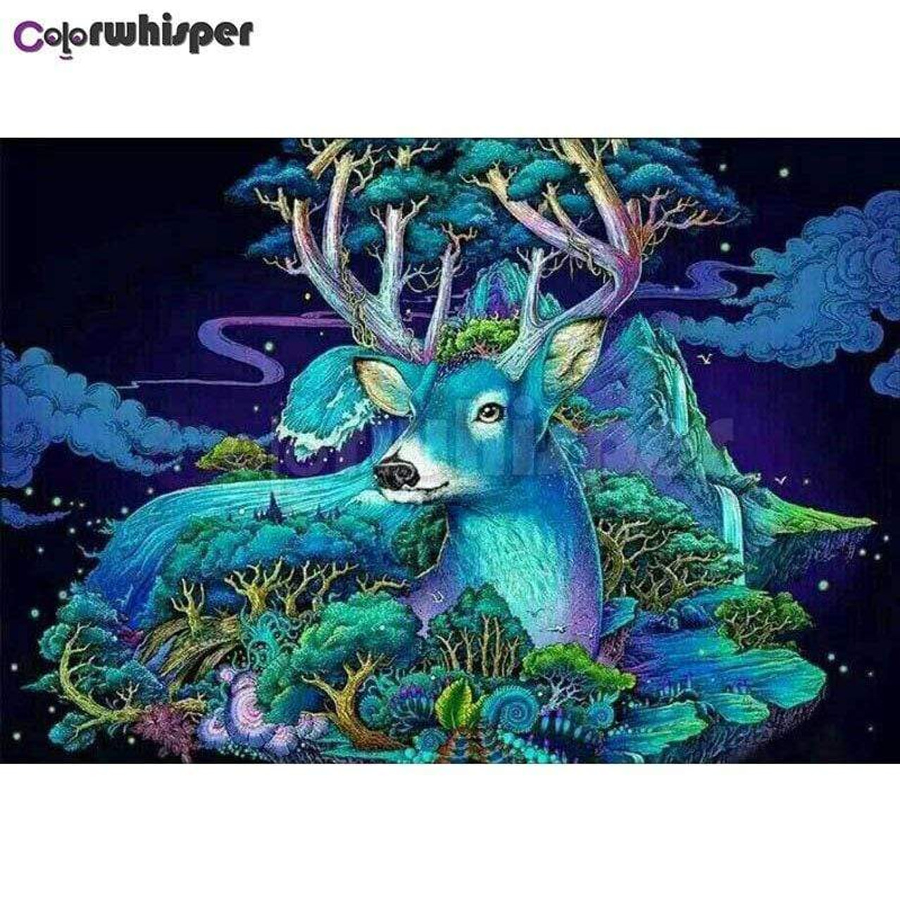 5D Diamond Painting Blue Deer Collage Kit