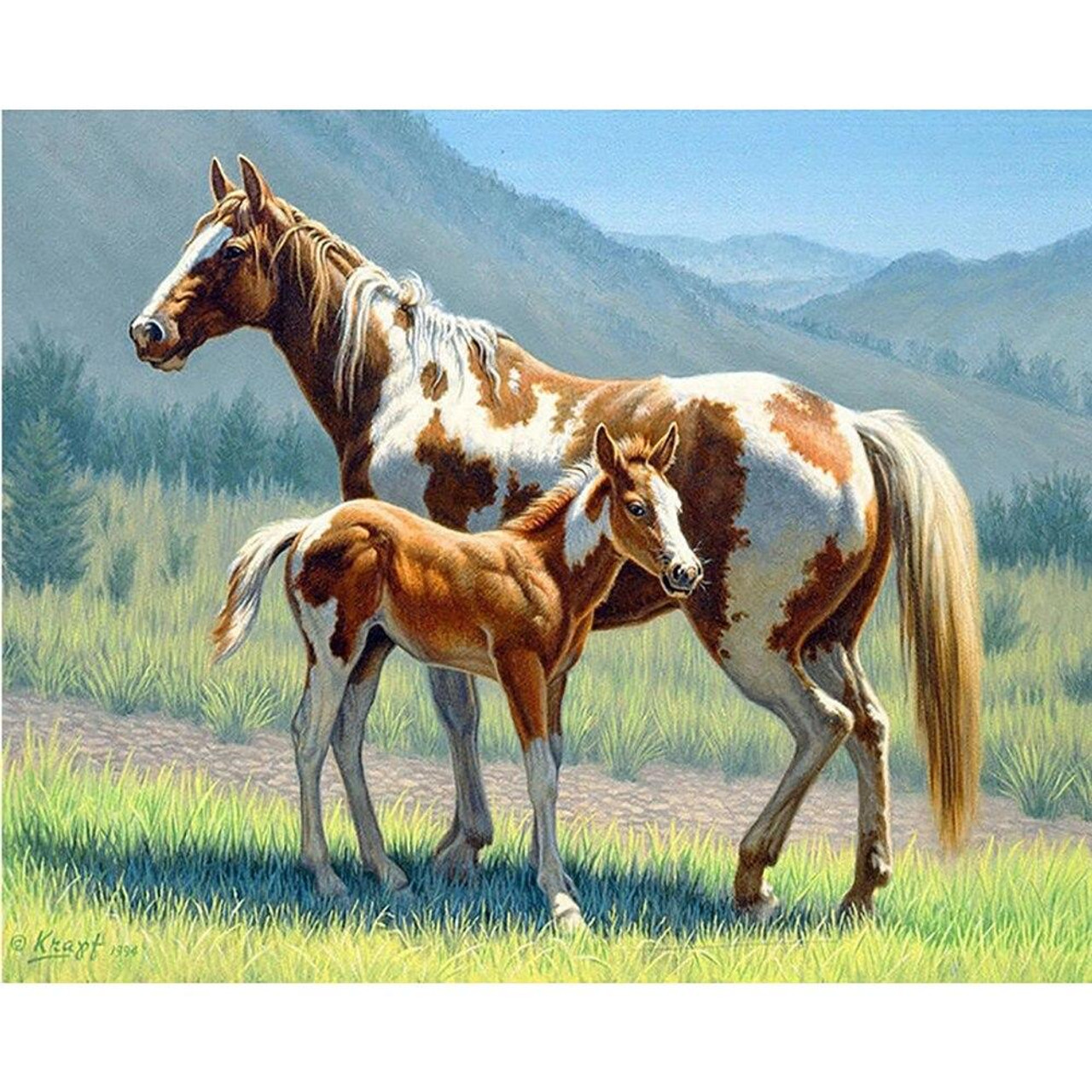 5D Diamond Painting Brown and White Horses Kit