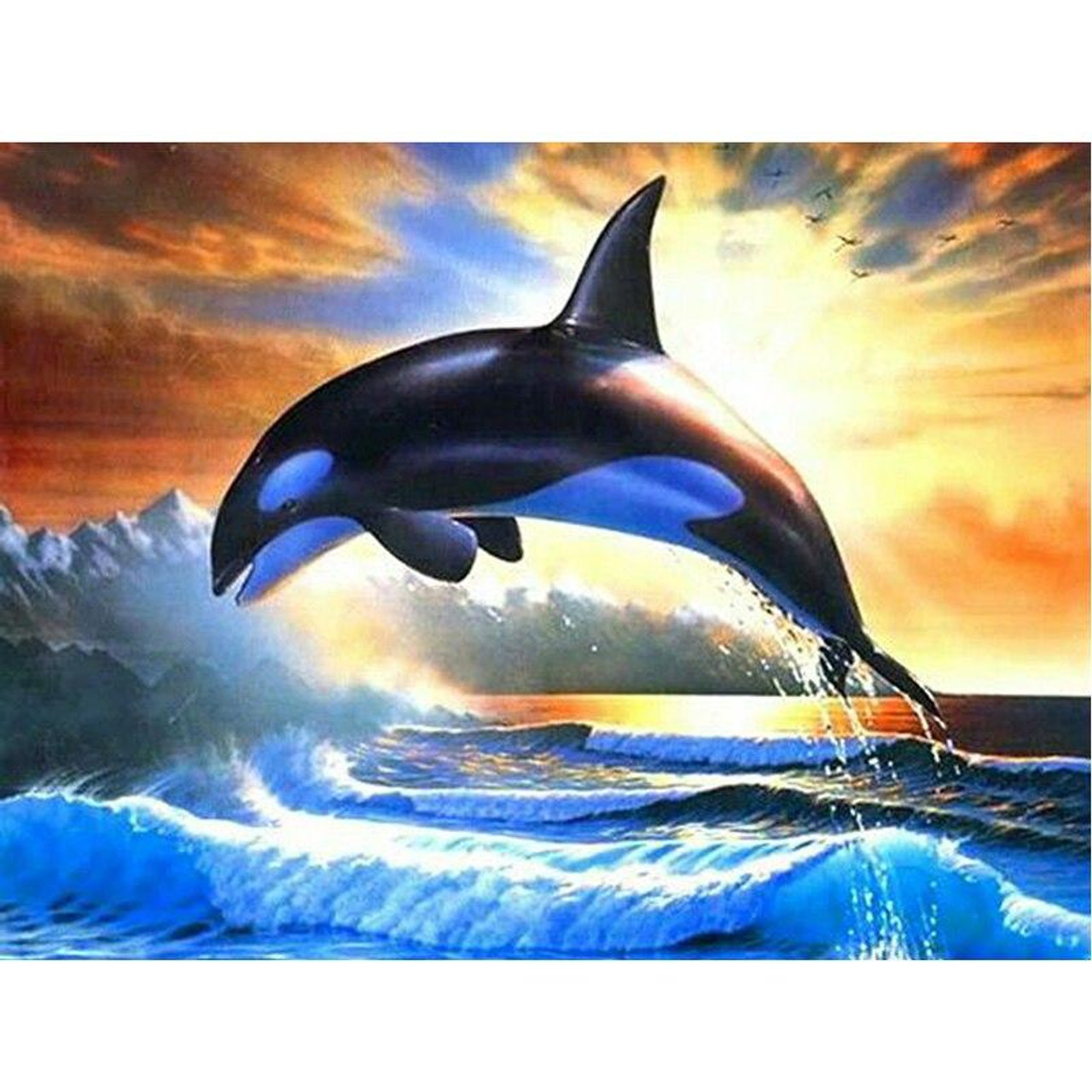 Ocean Animal Diamond Painting, Killer Whale And Dolphins, Full Square/–  Diamond Paintings Store