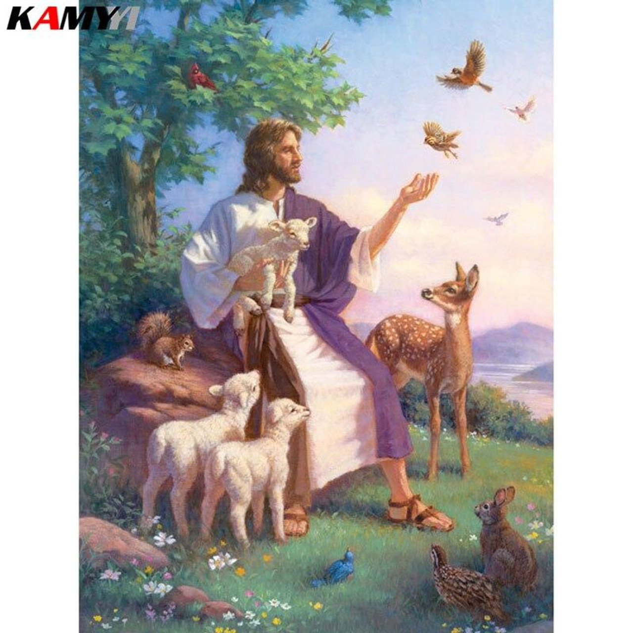 5D Diamond Painting Jesus with a Dove & Earth Kit - Bonanza