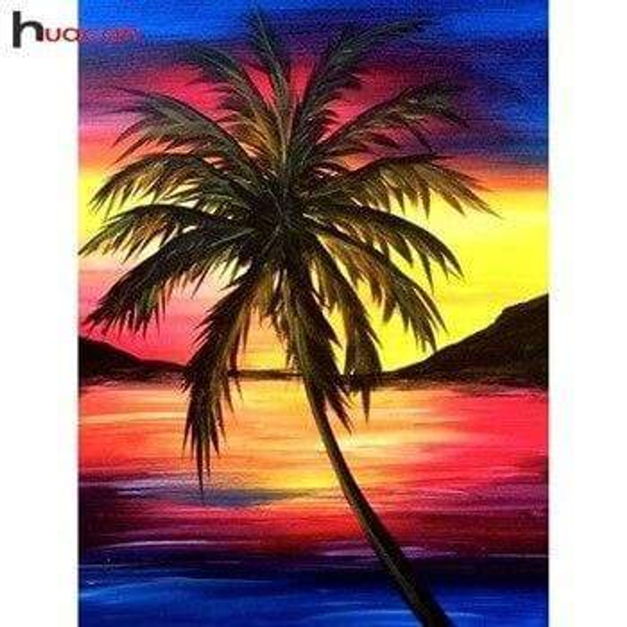 Diamond Painting - Beach, Palms, Sunset 
