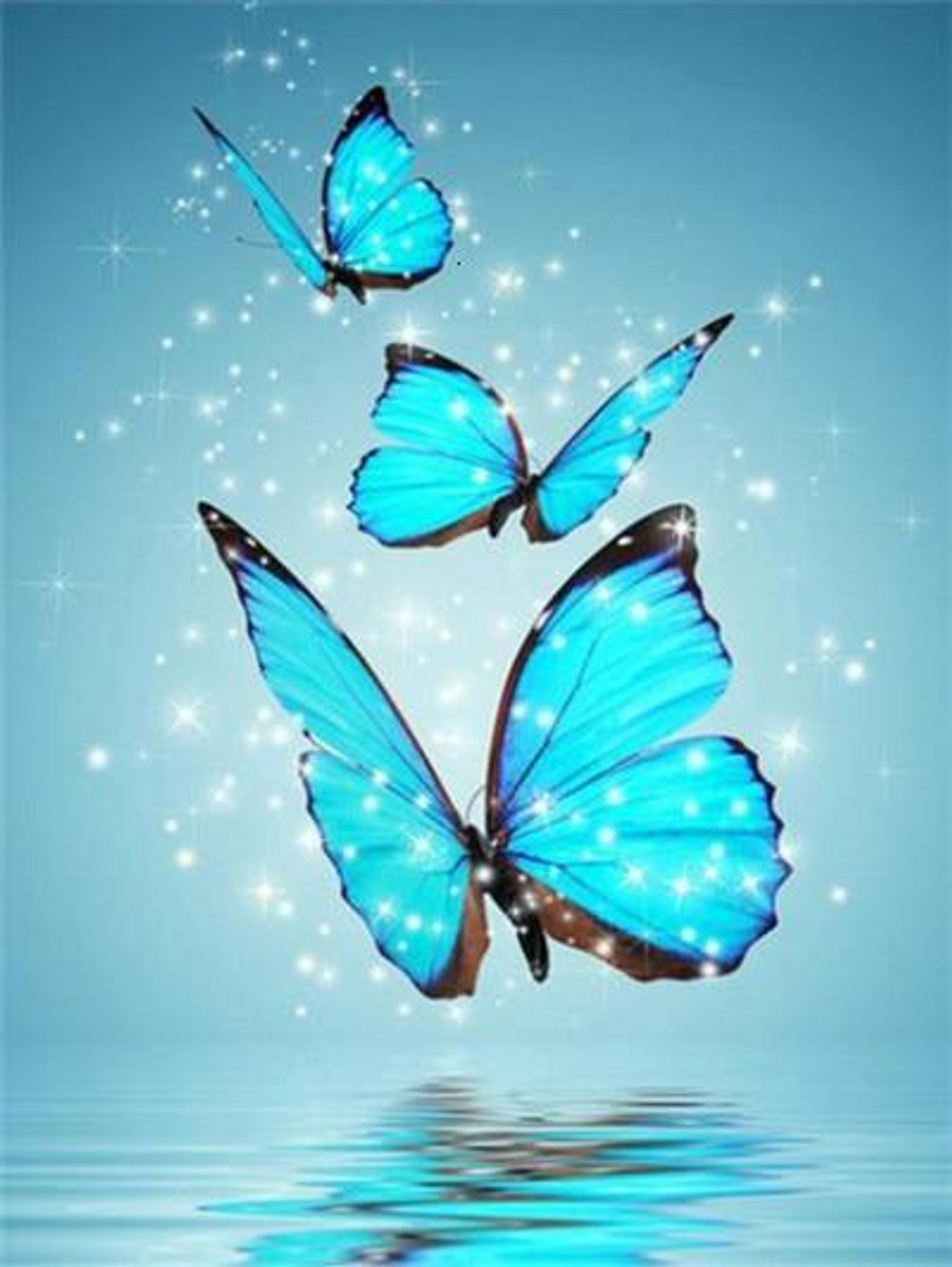 Diamond Painting - Blue Butterfly and Flowers – Figured'Art