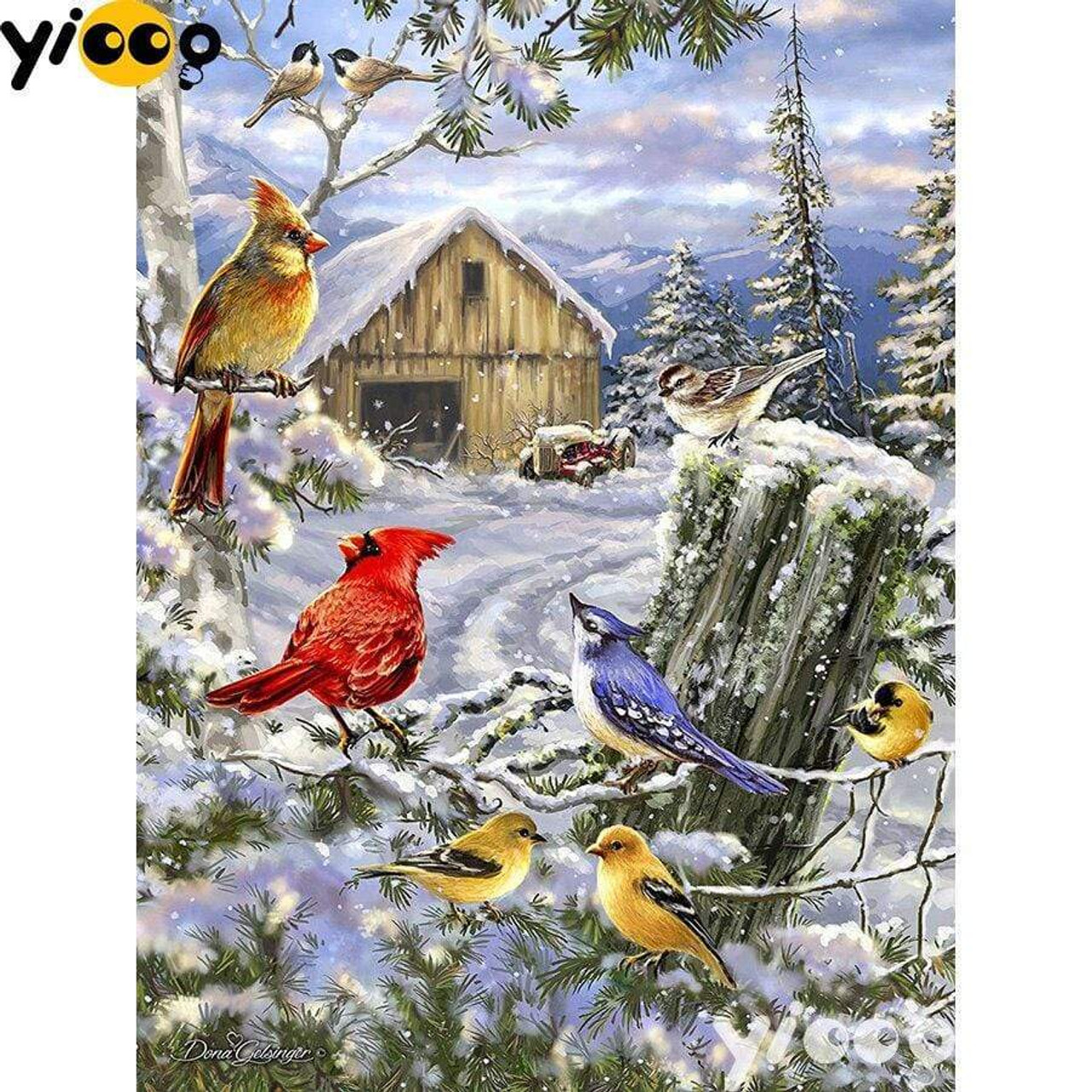 Christmas Diamond Art Painting Kits for Cardinals Winter Full Drill Dia