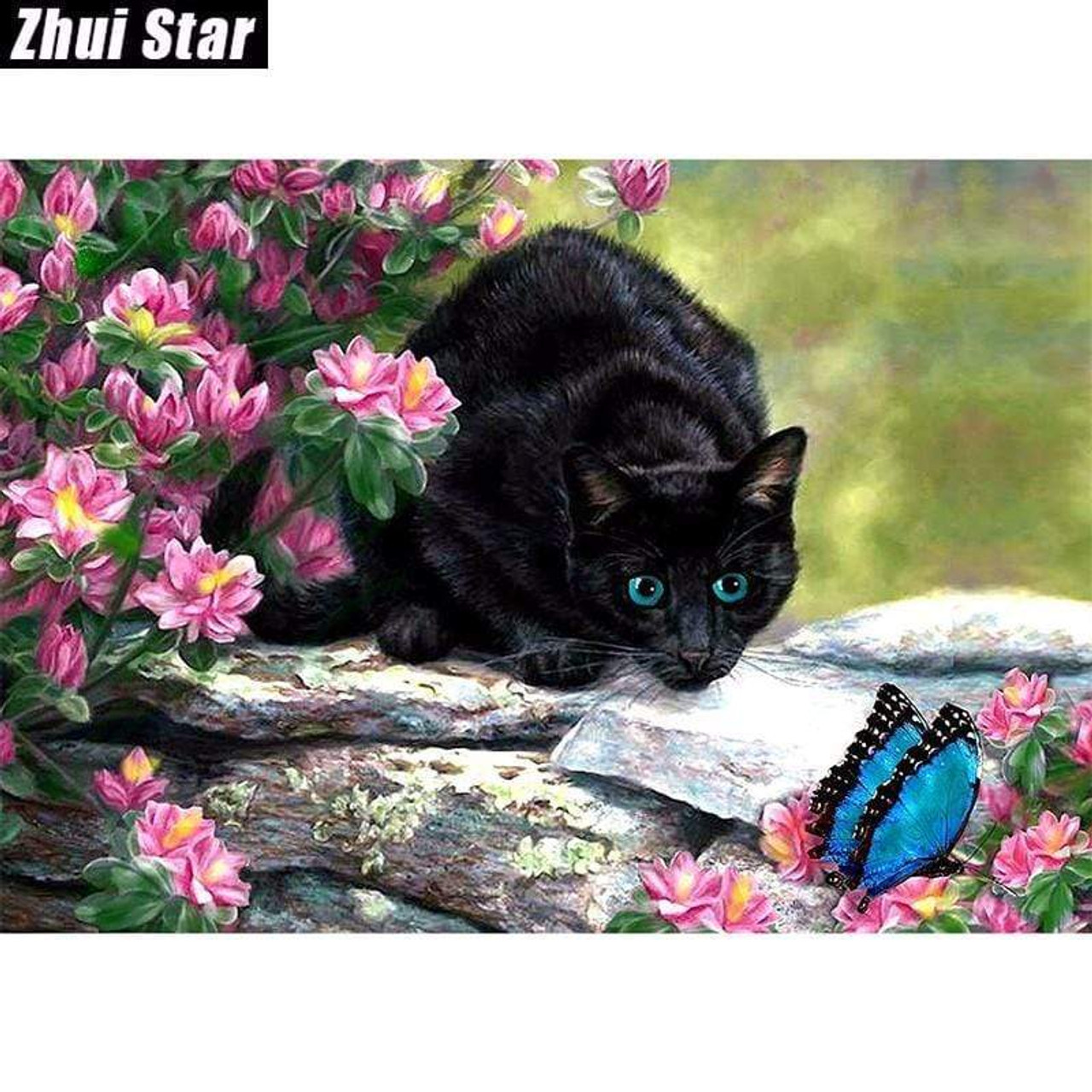 5D Diamond Painting Black Cat Kit - Bonanza Marketplace