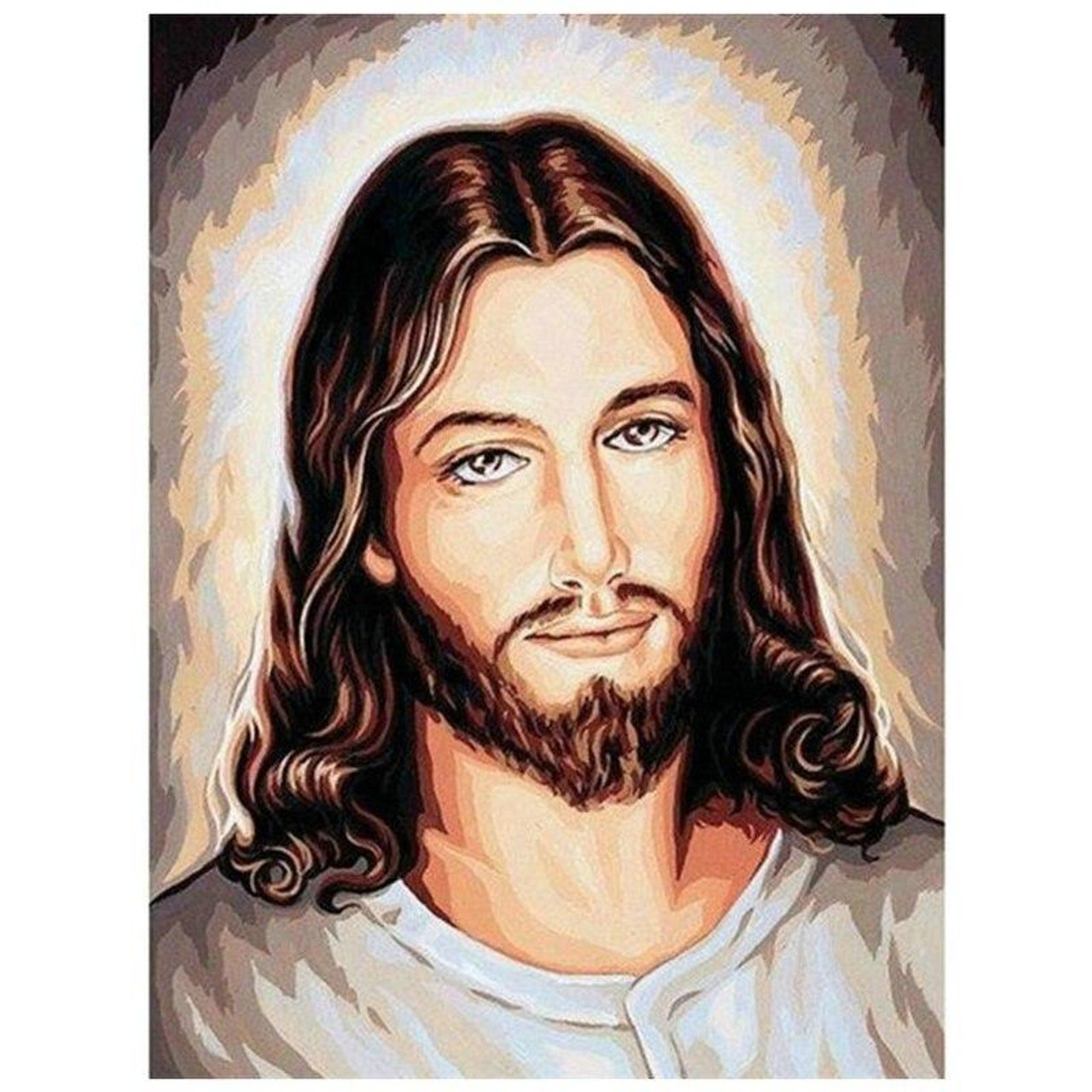 5D Diamond Painting Lighted Background Jesus Portrait Kit