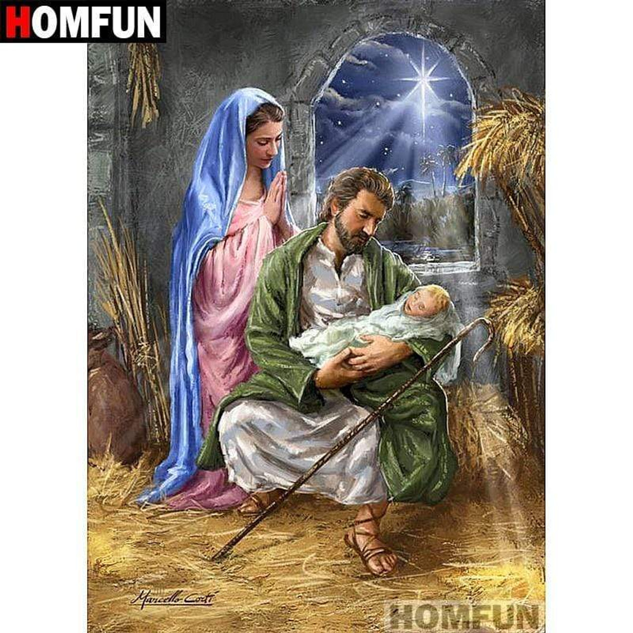 5D Diamond Painting Abstract Mary & Baby Jesus Angel Kit - Bonanza