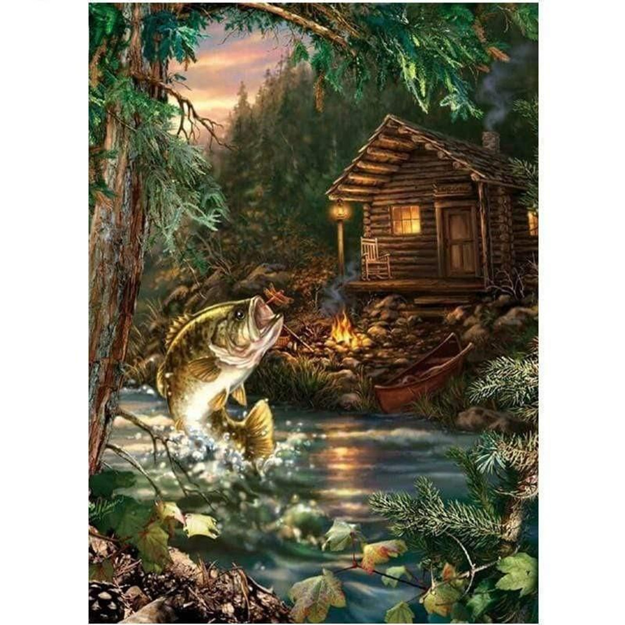  DIY Diamond Painting Kits Fishing Boy - Sunset Lake