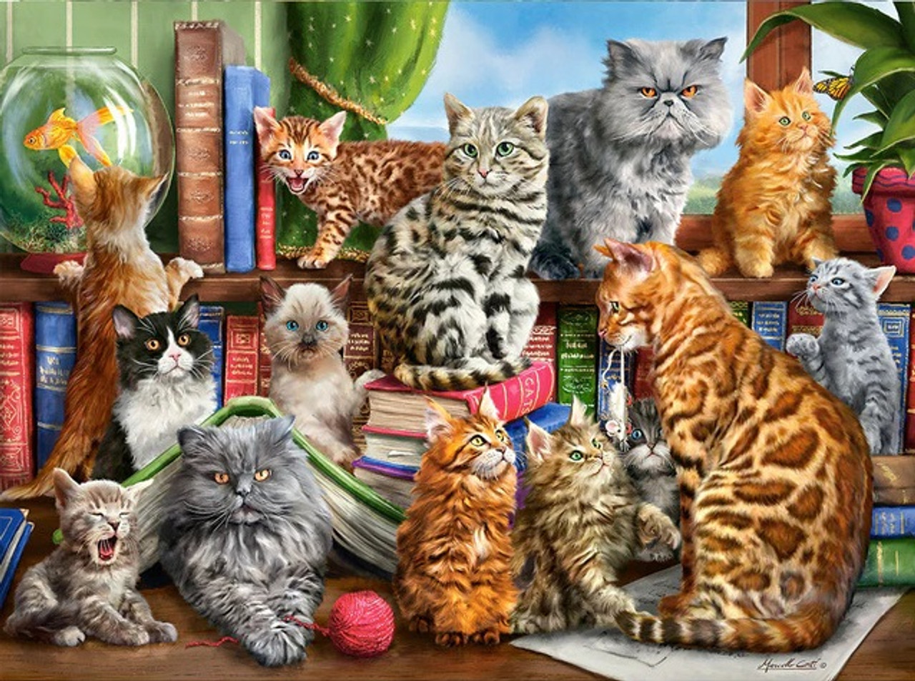 5D Diamond Painting Cat Library Books Kit