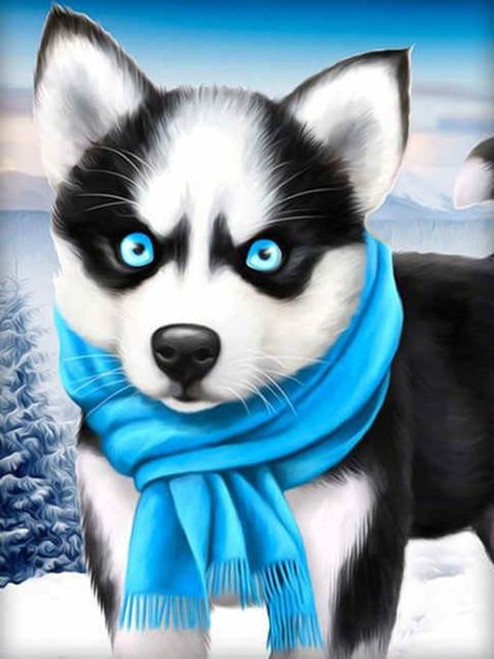 Husky Dog Blue Eyes - Animals 5D Diamond Painting - DiamondByNumbers -  Diamond Painting art