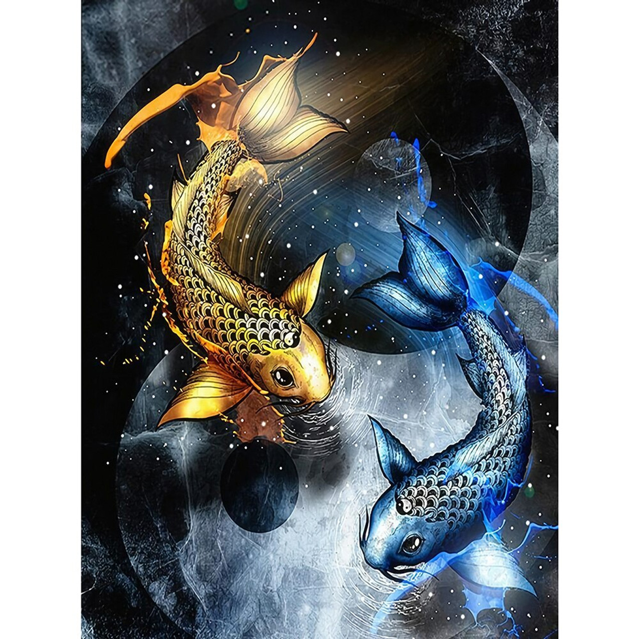 5D Diamond Painting Blue and Yellow Koi Fish Kit - Bonanza Marketplace