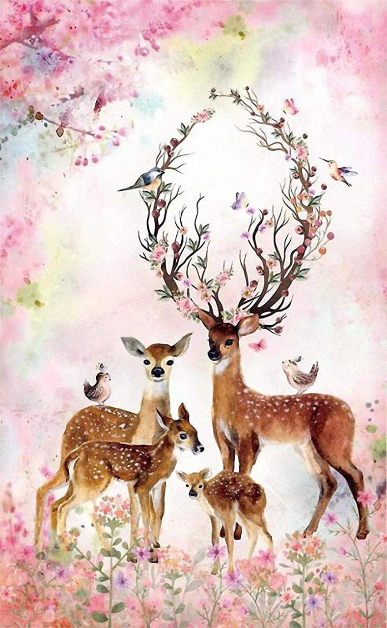 Diy Flower Deer Diamond Painting Set