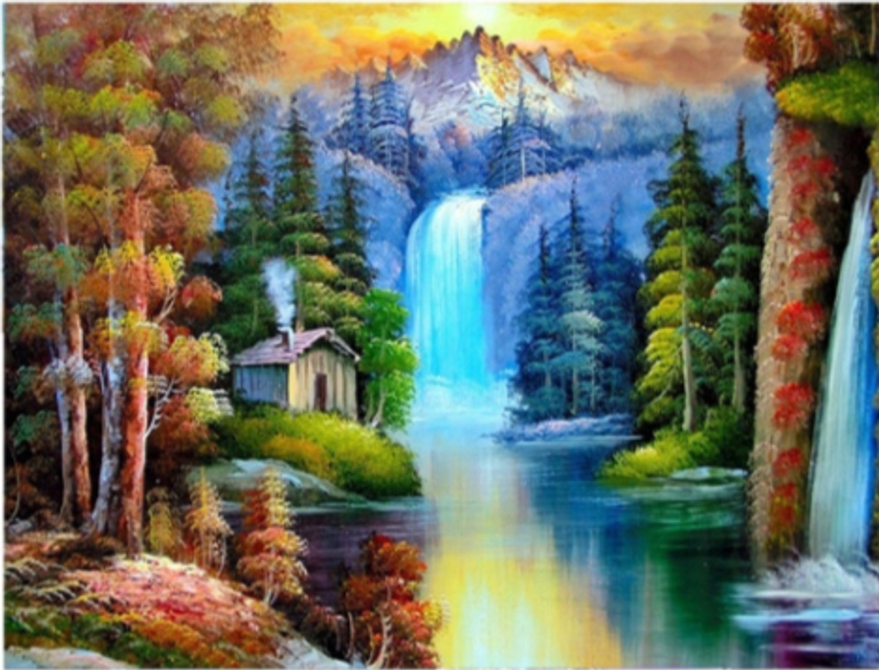 Beautiful Waterfall & Unicorn Diamond Painting